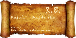 Kajtár Boglárka névjegykártya